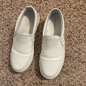 Aldo Textured White Casual Slip-Ons